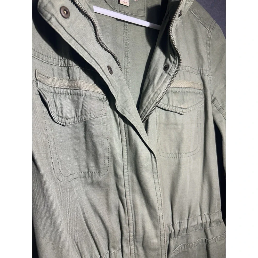 Merona Jacket Women's  L Olive Green Cargo Utility Snap Front and Zipper - Picture 4 of 16